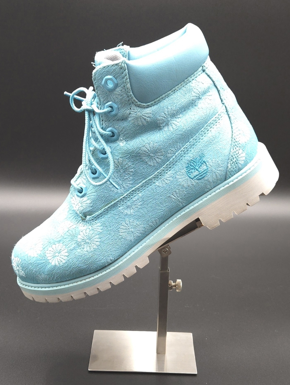 Timberland 6" Waterproof Boots Maui Blue Floral Brocade Big Kids 6‎ Women 7.5 - Picture 3 of 11